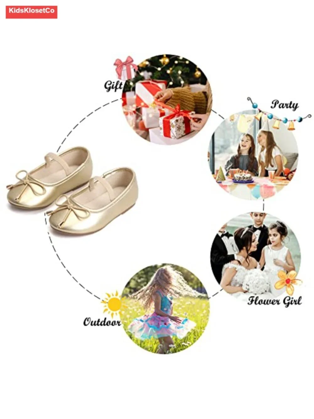 Toddler Ballet Mary Jane Flats with Cushioned Insole and Non-Slip Rubber Outsole